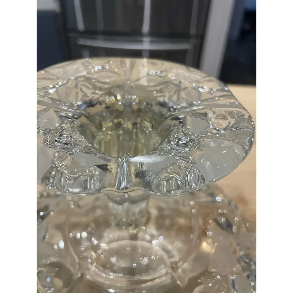 Vtg MIKASA Clear Crystal Rose Heavy Solid Pedestal Candy Bon Bon Dish Compote